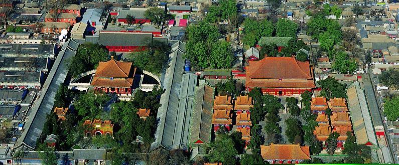 北京孔庙(左)国子监(右)全景图
