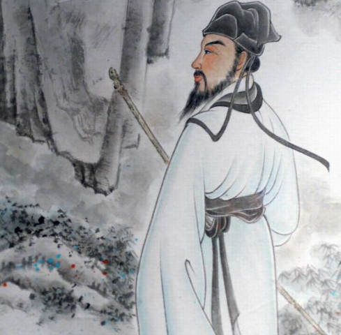 苏轼在四川阆中"读书岩"题书的画像